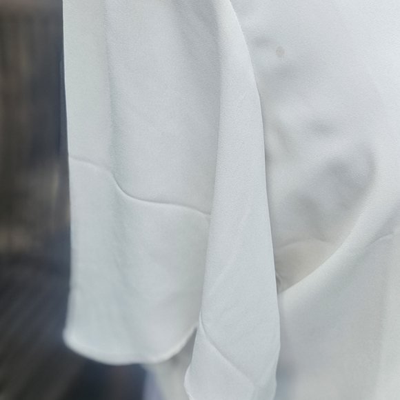 Express Flounce Sleeve Double Strap Back Ivory Blouse Elastic Waist Wmn's Sz M - Picture 5 of 5